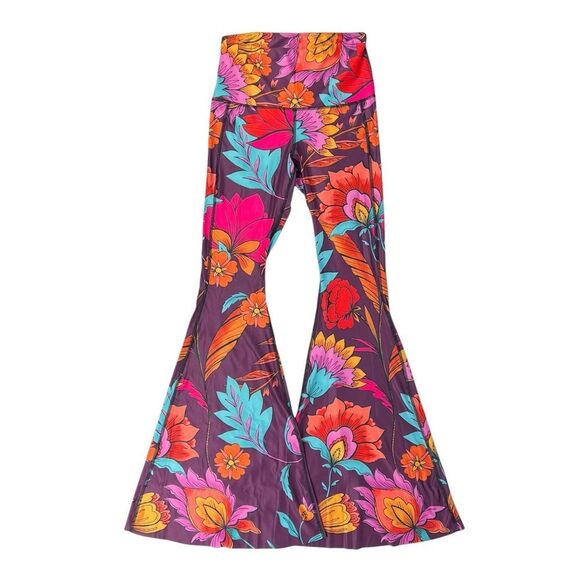 Yoga Democracy Original Bell Bottoms Indie Flow Maroon Orange Floral Size Small - Picture 3 of 10